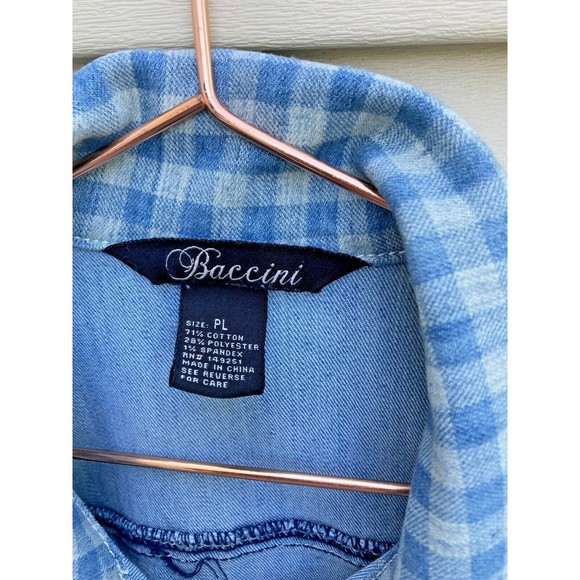 Baccini Denim Vest Womens Large Blue Checkered Button Front - Picture 3 of 8